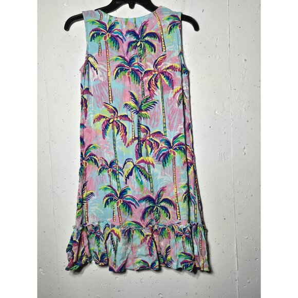 Stella Parker Multicolor Palm Tree Sleeveless Mini Dress Size Medium Beach Boho - Picture 2 of 8